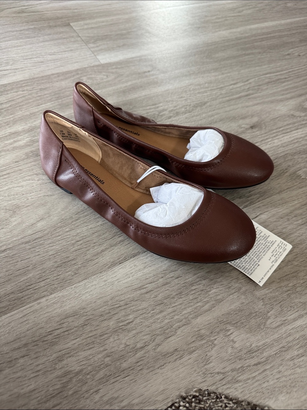 Comfortable Brown Flats by Essentials - Slip-On Everyday Loafers